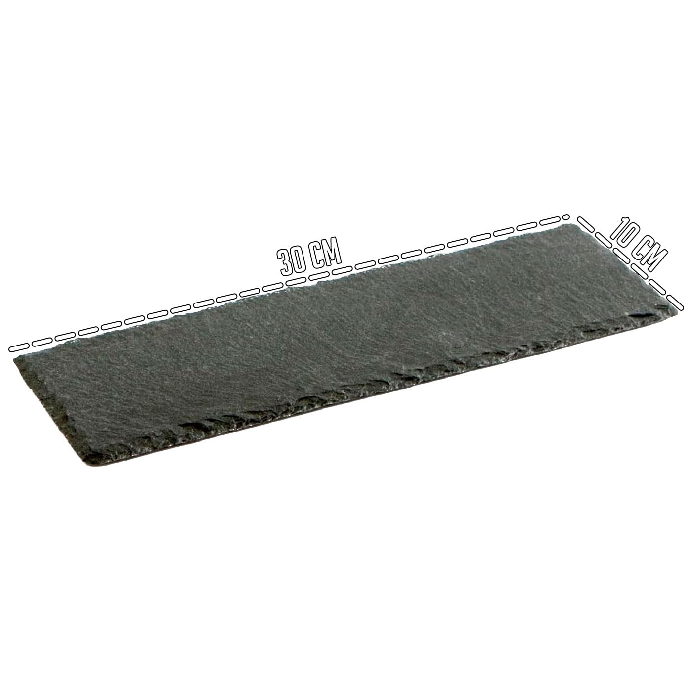 Tradineur - Confezione da 6 piatti in ardesia rettangolare, vassoio per ospitalità, servizio e degustazione, canto rustico, tavola in pietra naturale per servire snack - 30 x 10 cm