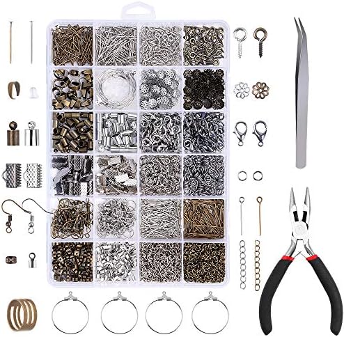YBLNTEK 1730 Pcs Jewelry Making Supplies Kit Jewelry Findings Necklace Repair Kit with Jewelry Pliers for Jewelry Making Repair DIY Craft Supplies