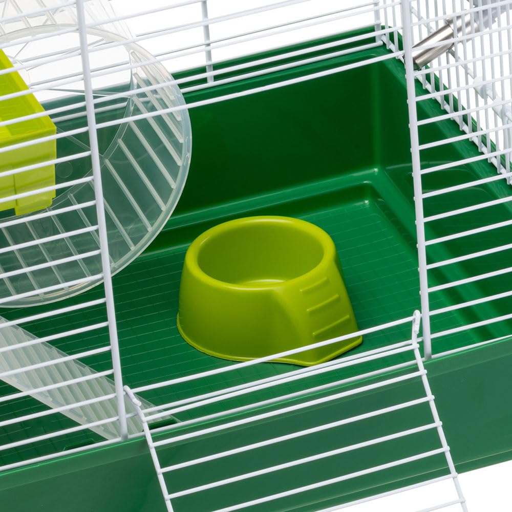 Ferplast Hamsterkäfig, Nagerkäfig Hamster Duo, Kleintierkäfig, 2 Etagen mit Rampen Hamsterzubehör inklusive, 46 x 29 x h 37,5 cm.