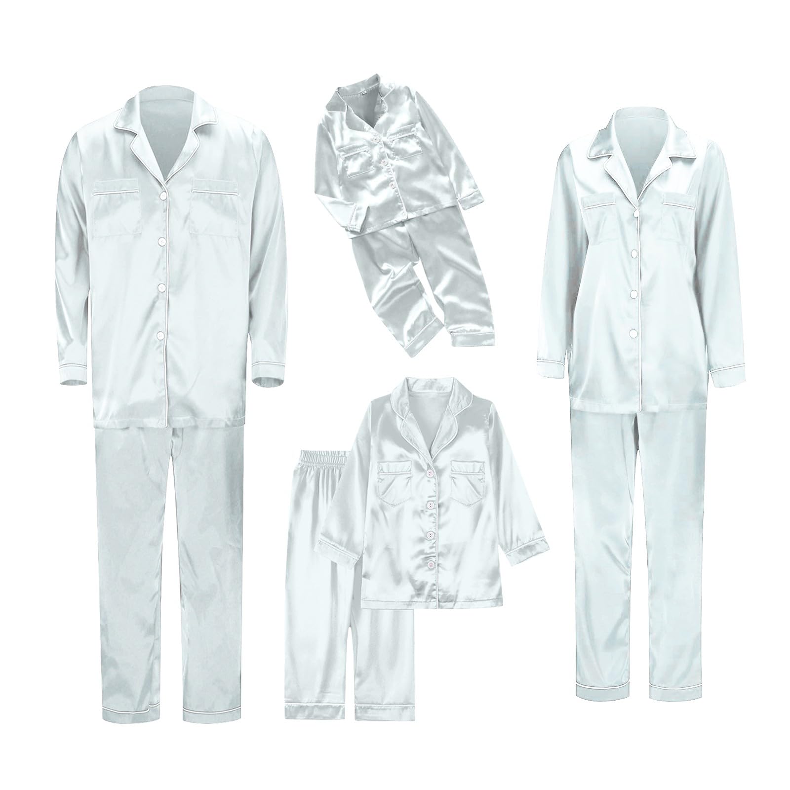 Silk Stain Family Pajamas Matching Sets 2025 Button Down Shirt and Pants Silky Xmas Pjs Jammies for Family Pictures