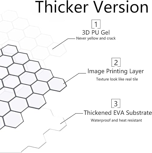 Miniatura 3 de Papel tapiz hexagonal de 12 x 12 pulgadas, para despegar y pegar, papel tapiz hexagonal blanco para despegar y pegar, versión más gruesa de la serie