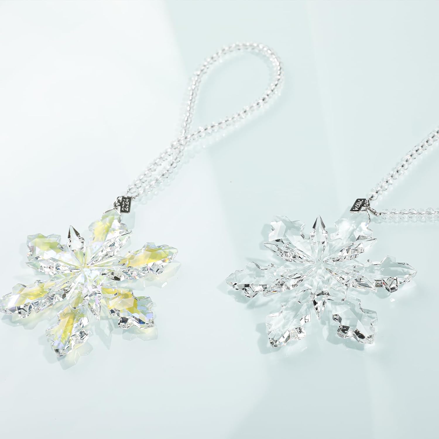 2024 Annual Edition Crystal Snowflake Ornaments Christmas Ornaments Home Hanging Decor Gifts (Clear)