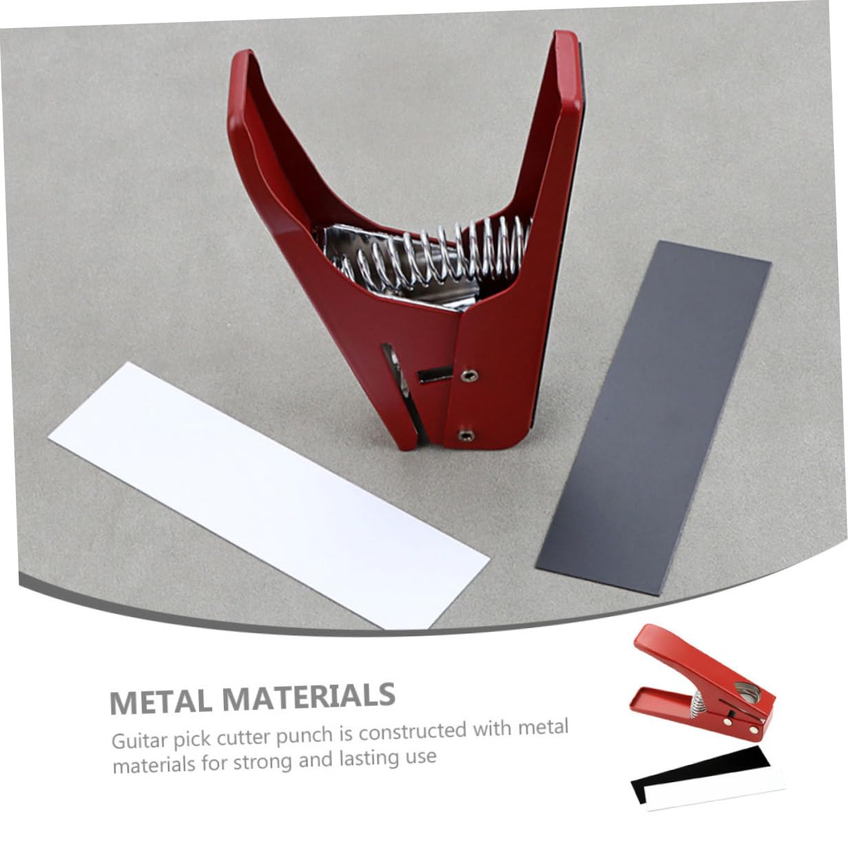 Sosoport Strumento per Plettri per Chitarra in Metallo Rosso, Facile da Usare e Resistente All'usura, Perforatore Professionale per Creare Plettri Personalizzati Fai da Te