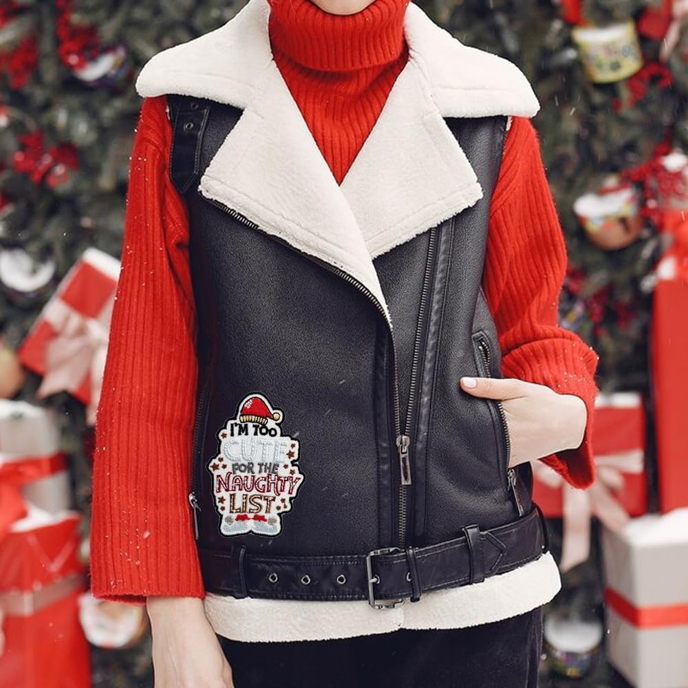 Christmas Santa Phrase Patches: Decorative Quote Embroidered Styles, Bright Colors, Sew On/Iron On for Clothes, Dress, Hat, Jeans - DIY Festive Accessories