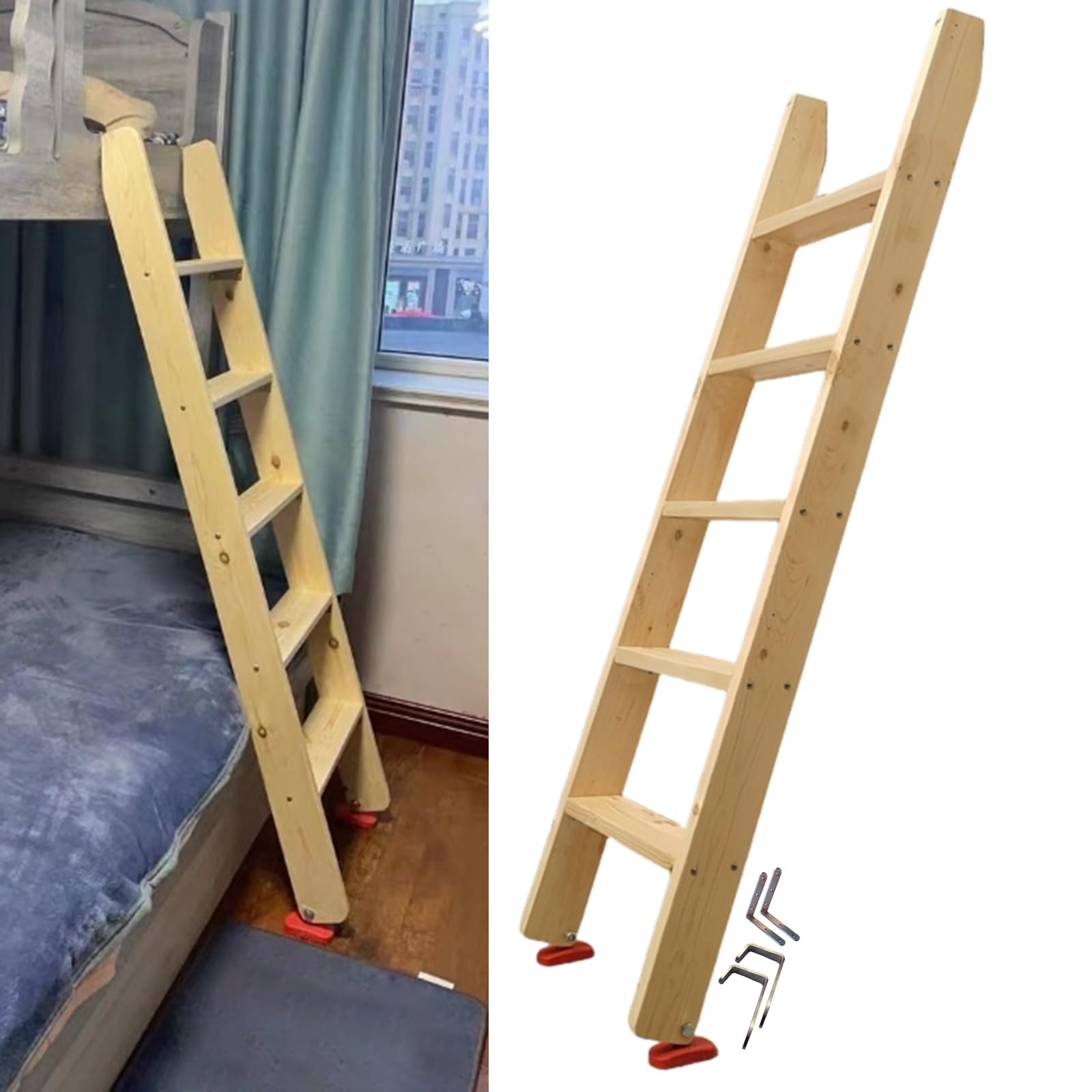 LXLZYXSF Kinder-Etagenbett-Leiter Ersatz Hölzerne Hochbett-Leiter, Wohnmobile Wohnmobil Stockwerkleiter Oben 100cm - 230cm Hoch, Wohnbett-Leiter Für Schulen, Baumhäuser(H-1.15m/45.3in/3.8ft)