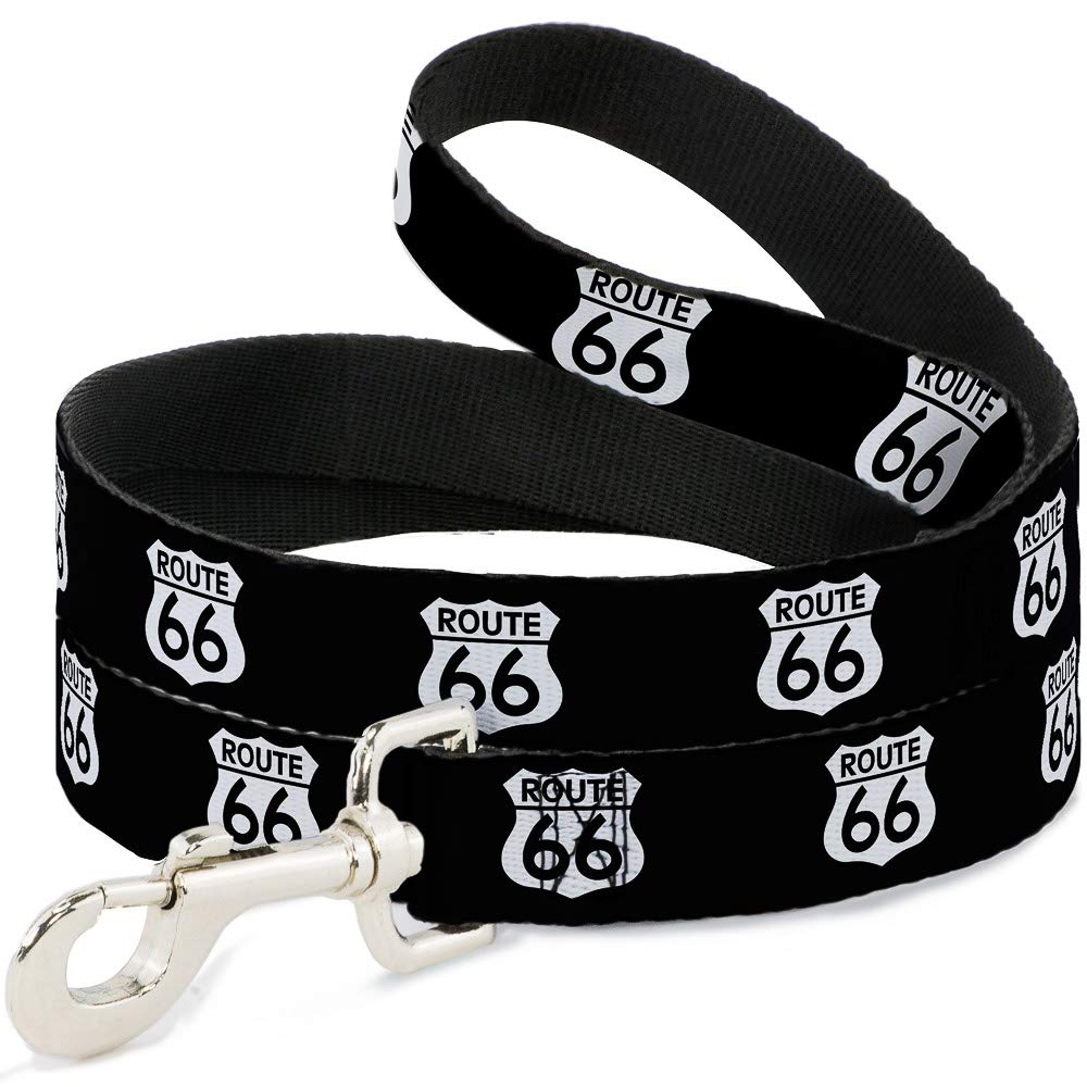 Laisse pour chien Route 66 motif panneau autoroute noir et blanc long de 1,8m