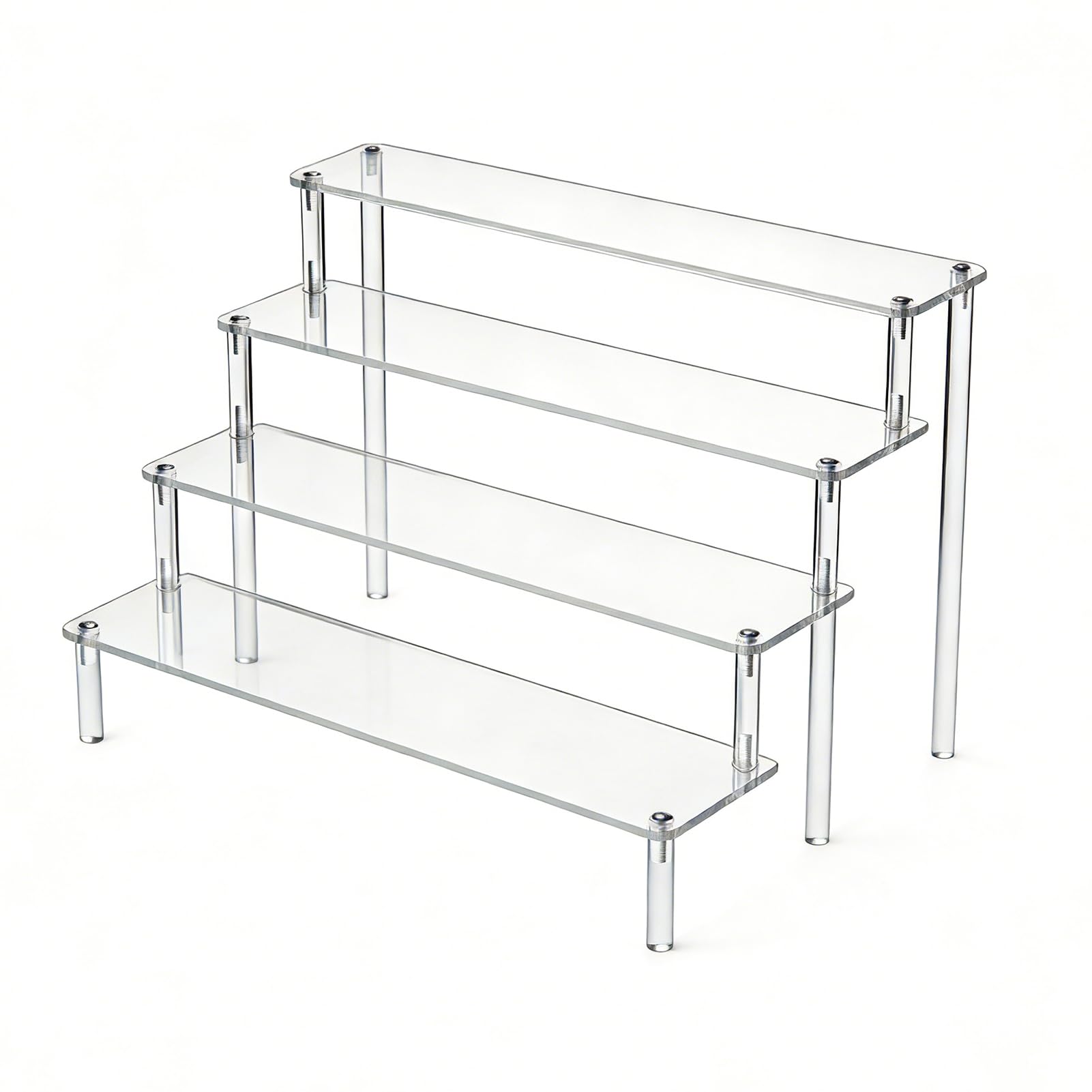 SOQKEEN 40cm Large 4 Tier Acrylic Display Stand, Easy Assembly Fragrance & Cologne Organiser, Aftershave Stand, Tiered Perfume Riser for Vinyl Figures, Cupcakes & Collectibles