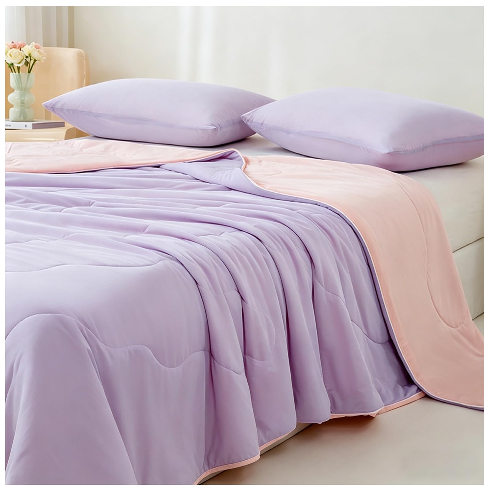 Manta Refrescante Reversible, Colcha Ligera de Microfibra de Verano, Cubrecama Suave Transpirable para Toda Temporada, Colcha Individual para Dormitorio Hogar (D,180x220cm)