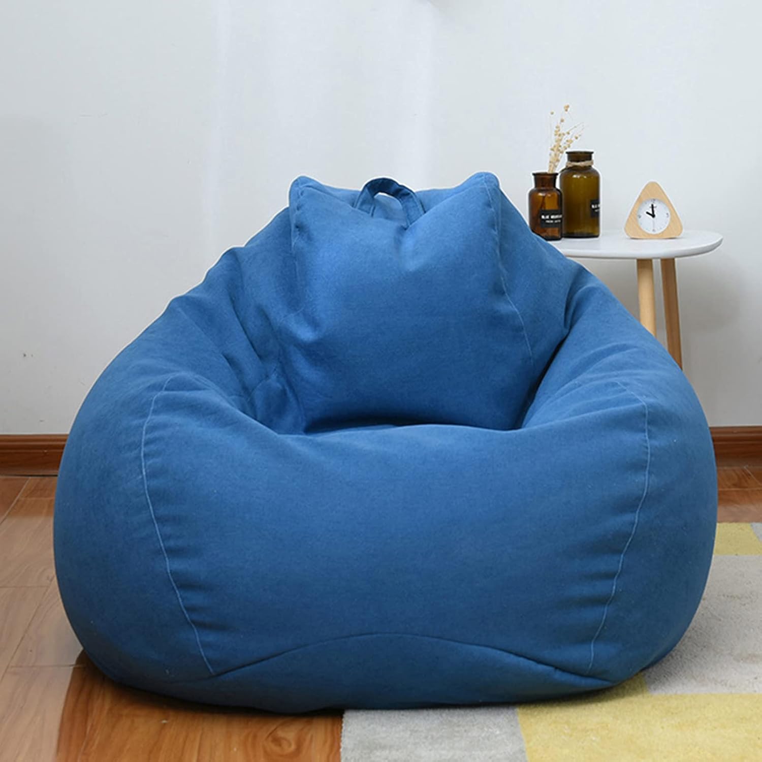 LDIW Gigante Puff Sofás Sillas con Relleno Puf Gigante para Decoracion Habitacion Puffs Infantiles Bean Bag Cojines para Suelo Grandes,Royal Blue,60 * 70cm