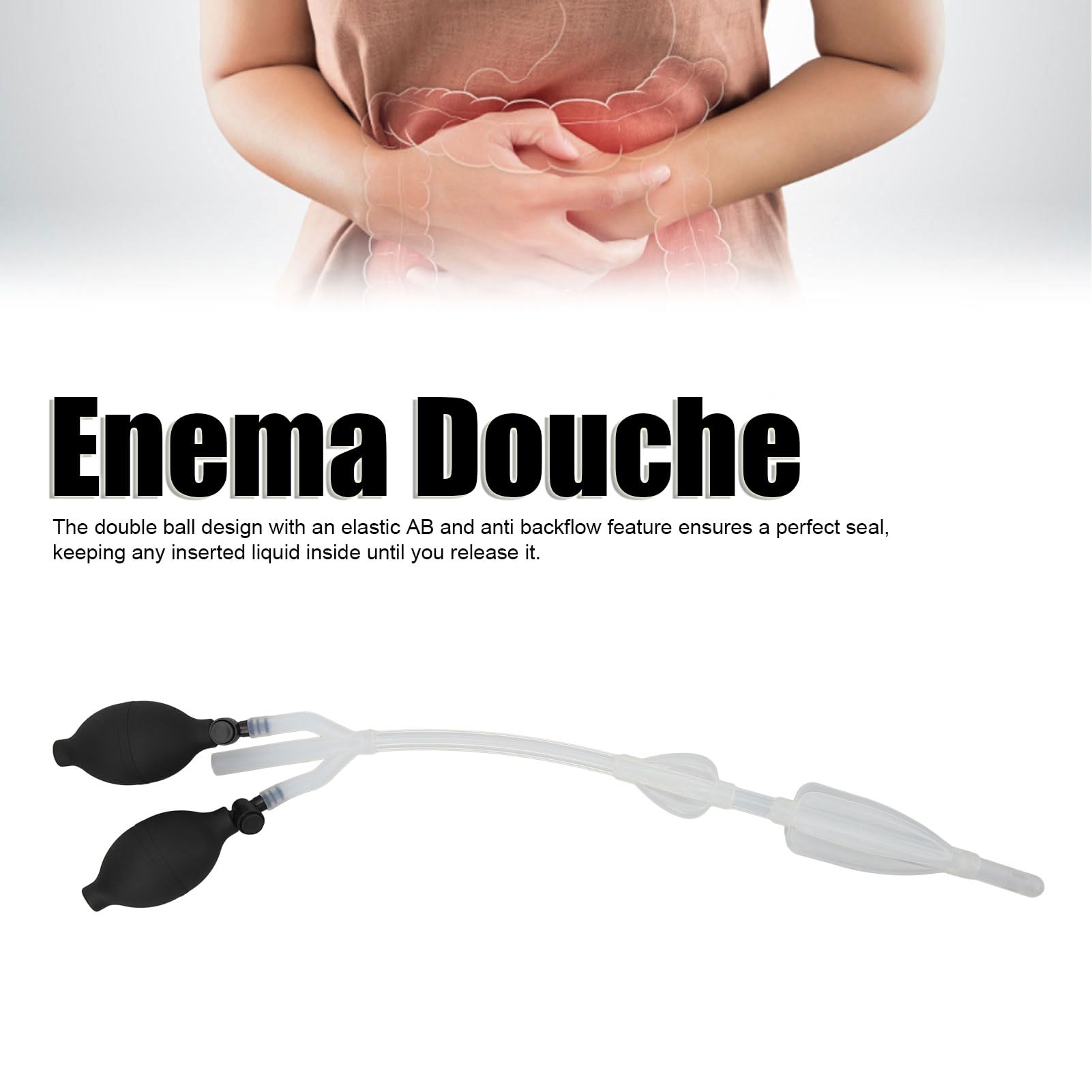 Silicone Enema Douche Bulb Doppie Aperture Laterali Sistema di Lavaggio Elastico a Doppia Lampadina Gonfiabile per Assistenza Sanitaria