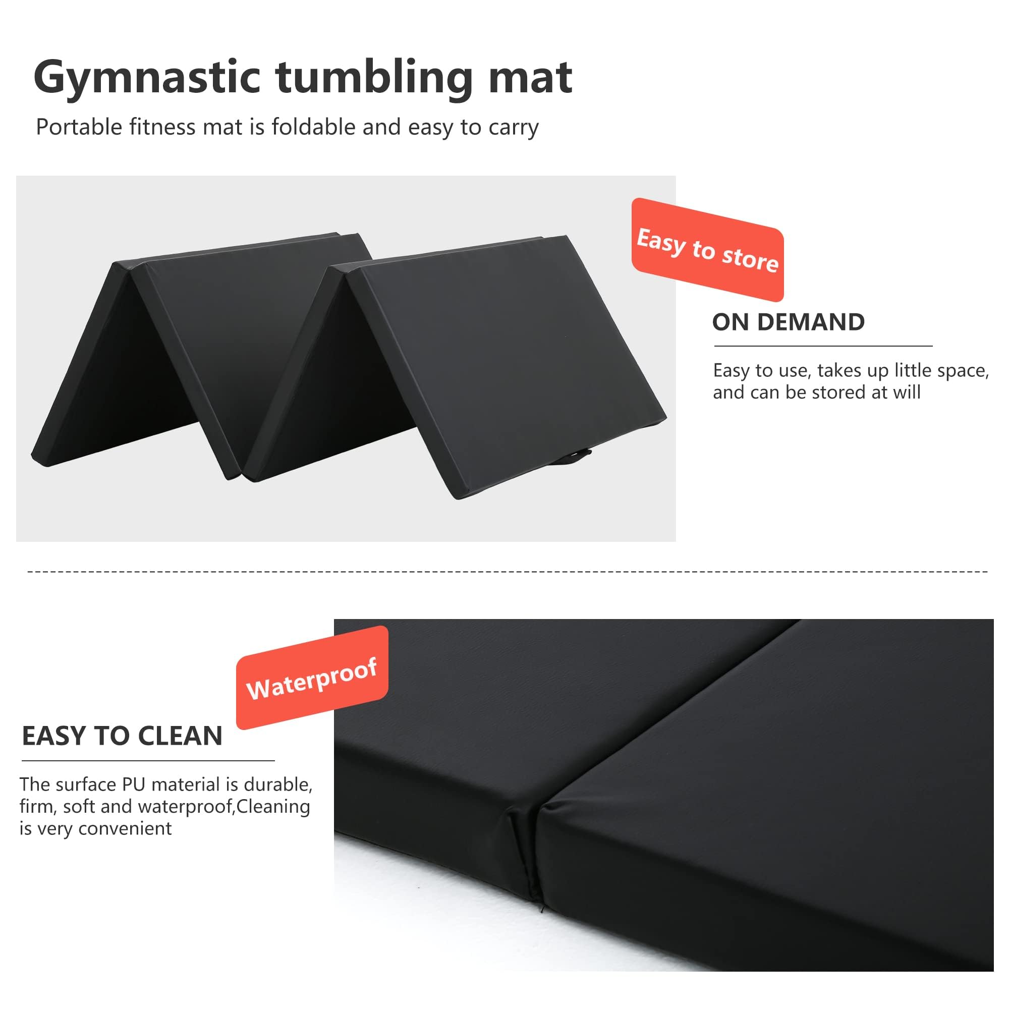 Gymnastics Mat 4 Panel Folding Gymnastics Mat,4x8x2 Tumbling Mat
