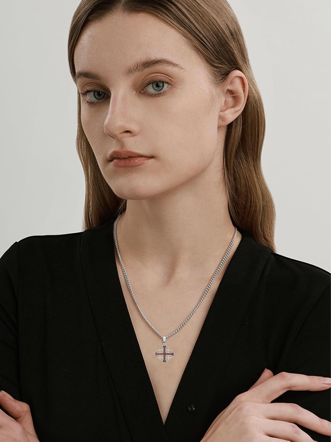 Jerusalem Cross Necklace for Men 925 Sterling Silver Silver Cross Pendant Faith Jewelry Protection Necklace Gift for Father Dad Son - Image 6