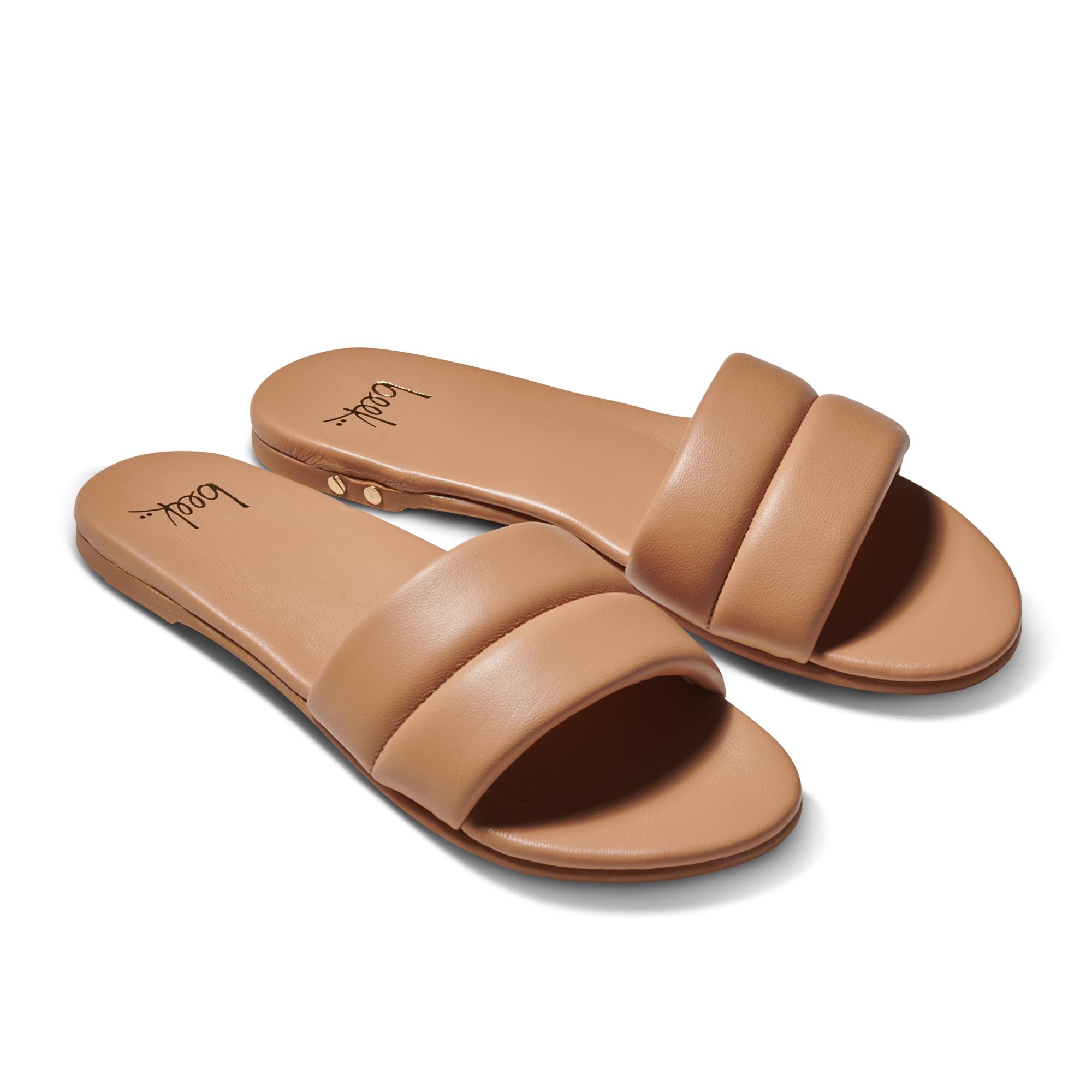 BEEK Sugarbird Leather Slide Sandal for Women, Slip-On Design, Features Leather-Wrapped Memory Foam Upper & Sole with Molded Arch