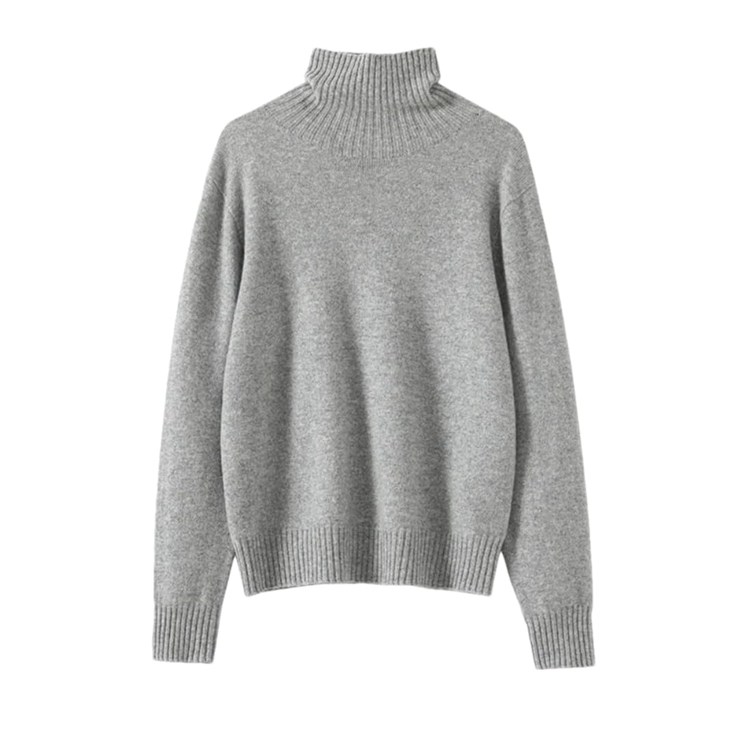 Damski sweter z golfem, wełniany, z długim rękawem, retro, dzianinowy sweter