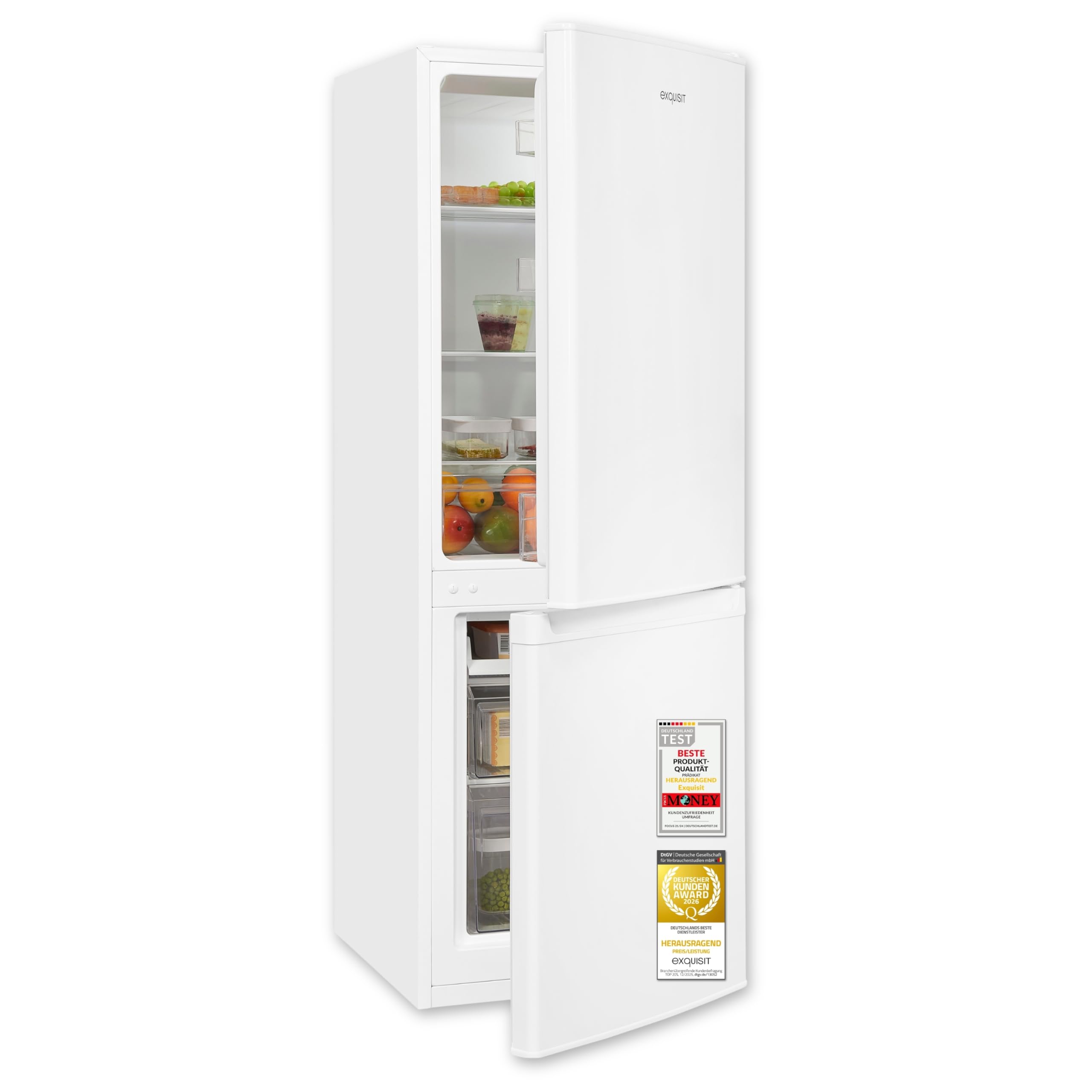 Exquisit frigorifero e congelatore KGC5232-60-E-040E bianco | capacità utile 173 l | funzione allarme | congelamento a 4 stelle | larghezza 50 cm