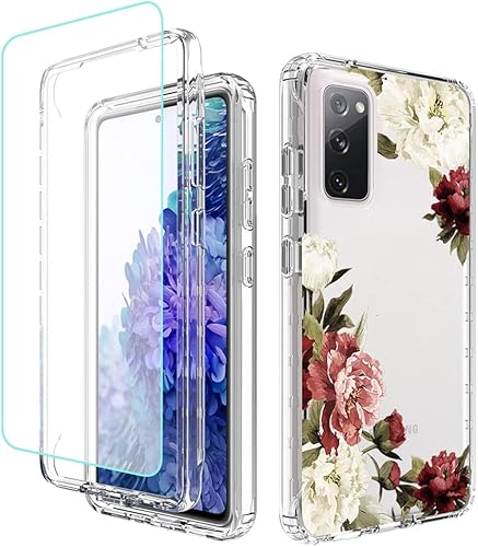 Tothedu Funda de teléfono para Galaxy S20 FE 5G, Samsung S20 FE SM-G781U con protector de pantalla de vidrio templado, funda protectora transparente