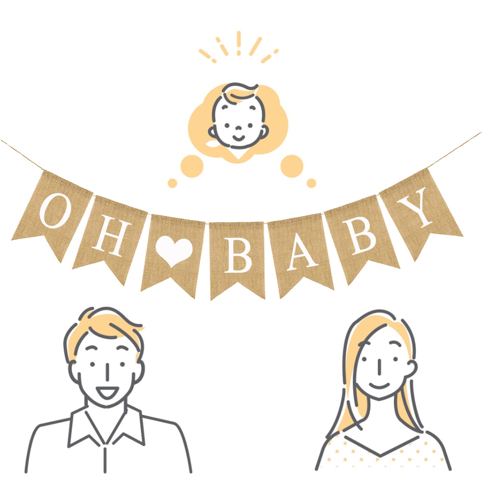 Welcome Baby Banner Aus Leinen - Vintage Deko Für Baby-Shower & Empfänge