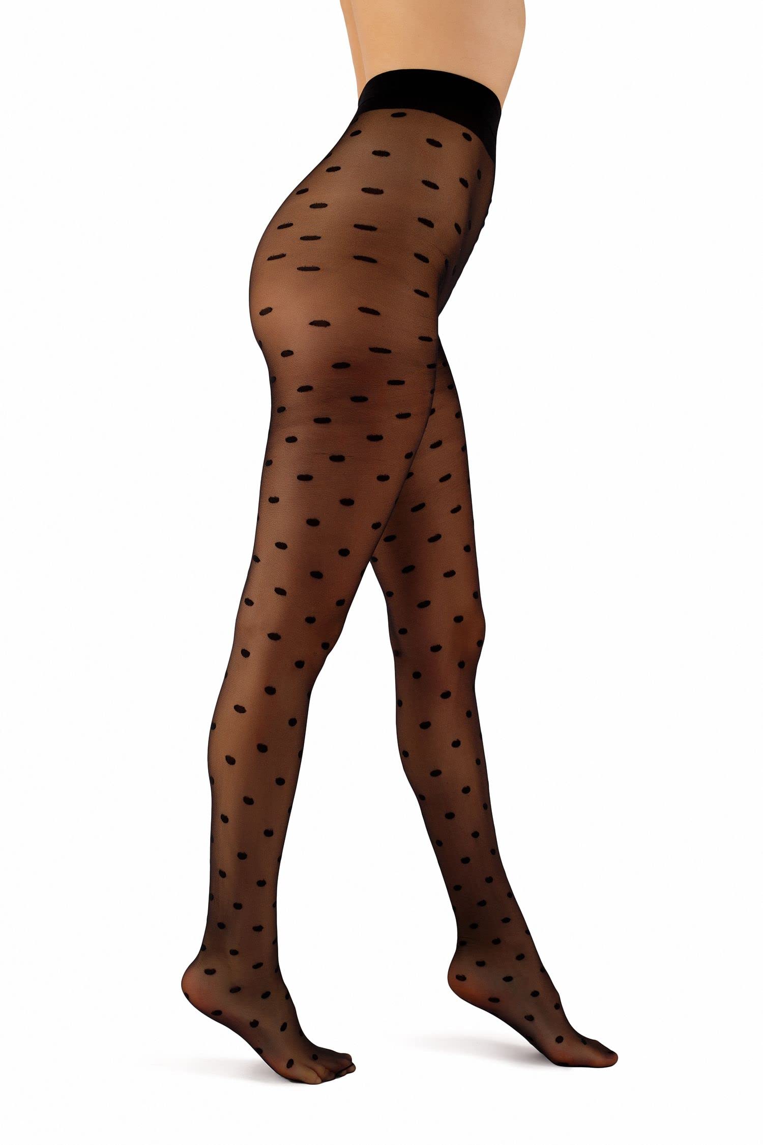 Aurellie Women's Patterned Sheer Party Tights Polka Dots Stars Overknees (UK sizes 6-14)