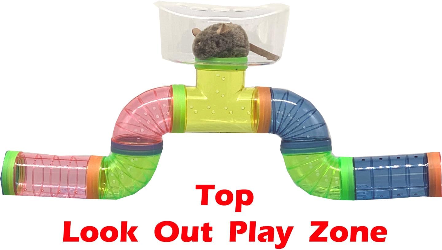 Large 5-Level FunLand with Clear Transparent Tunnels Tubes Base Top Play Zone for Habitat Hamster Rodent Gerbil Mouse Mice Small Animal Critter Cage Hide House Running Wheel Food Dish Water Bottle