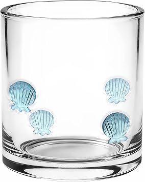 14 Ounce Shell Icon Juice Glasses, Ocean Glass Juice Cups Cocktail Glasses Aesthetic Drinking Glass Old Fashioned Iconic Glasses for Women Sister Friend Party