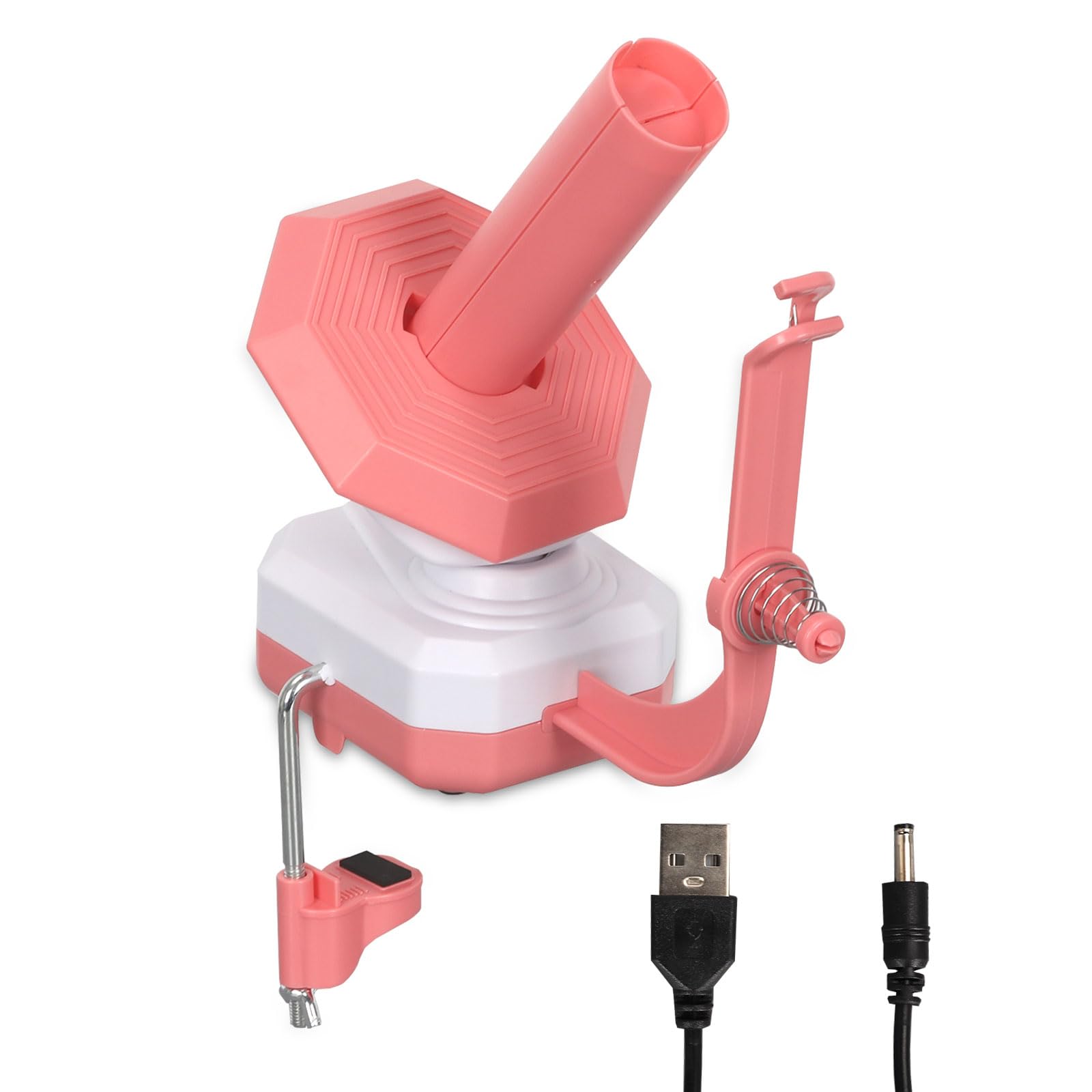 GAESHOW Avvolgitore per Gomitoli, Filati per Maglieria, Elettrico Avvolgitore per Palline di Filato, Design a Doppia Molla, Avvolge Il Filato Fino a 10 Once, Adatto per Maglieria e Uncinetto (Pink)
