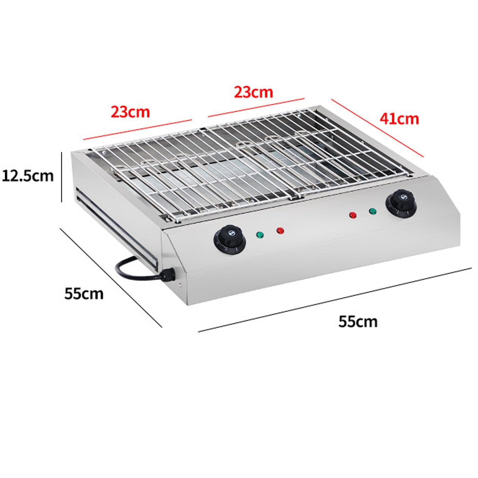 Elektryczna płyta grillowa, bezdymny grill wewnętrzny i tacka ociekowa | Taca wypełniona wodą redukuje dym, regulowana temperatura do grillowania kebabu, przenośny blat