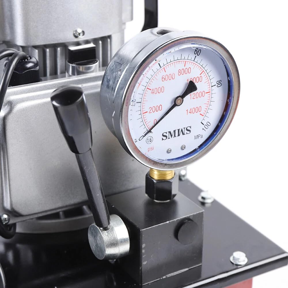 Pompa idraulica elettrica, 750 W, pompa idraulica, velocità del motore, 1400 rpm, pompa ad alta pressione con valvola manuale, interruttore a pedale e capacità dell'olio 7 l