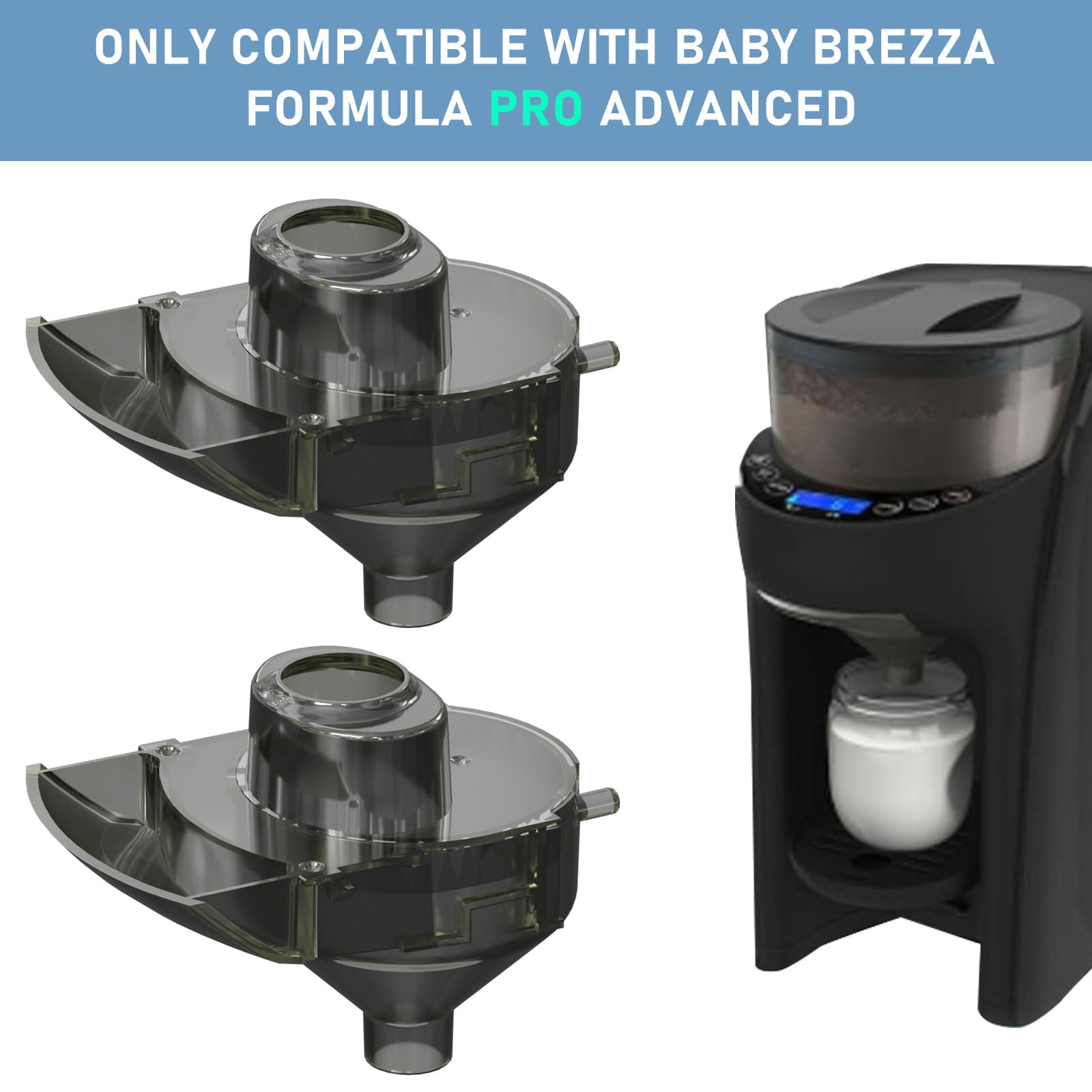 Imbuto di ricambio per erogatore di formula per bambini compatibile solo con modelli Baby Brezza Formula Pro Advanced e Pro Advanced WiFi, imbuto e copertura di ricambio, non adatto a macchine mixer