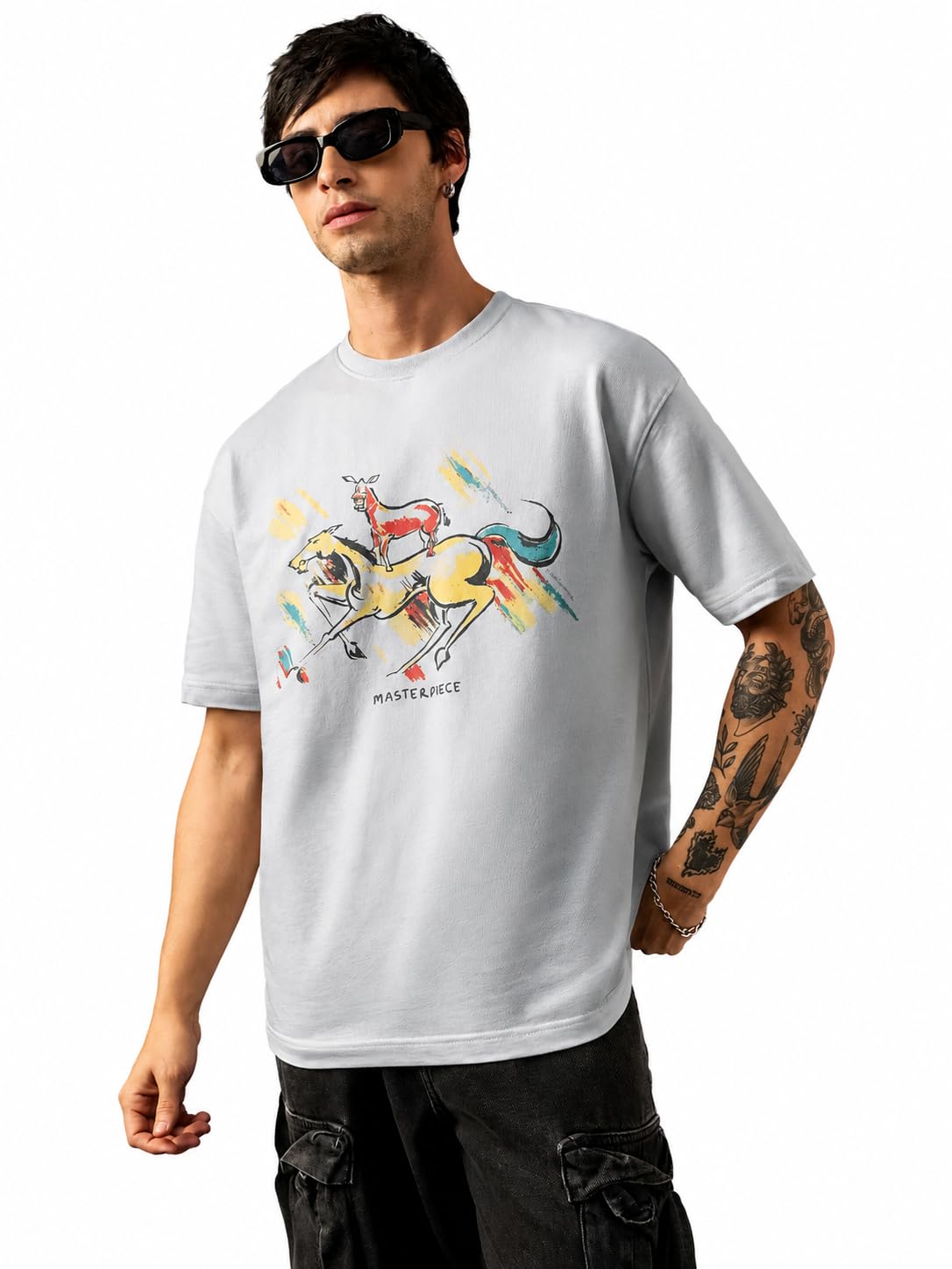 Shemaroo Characters: Short Sleeves Round Neck Graphic Printed Cotton Oversized T-Shirts-image-31
