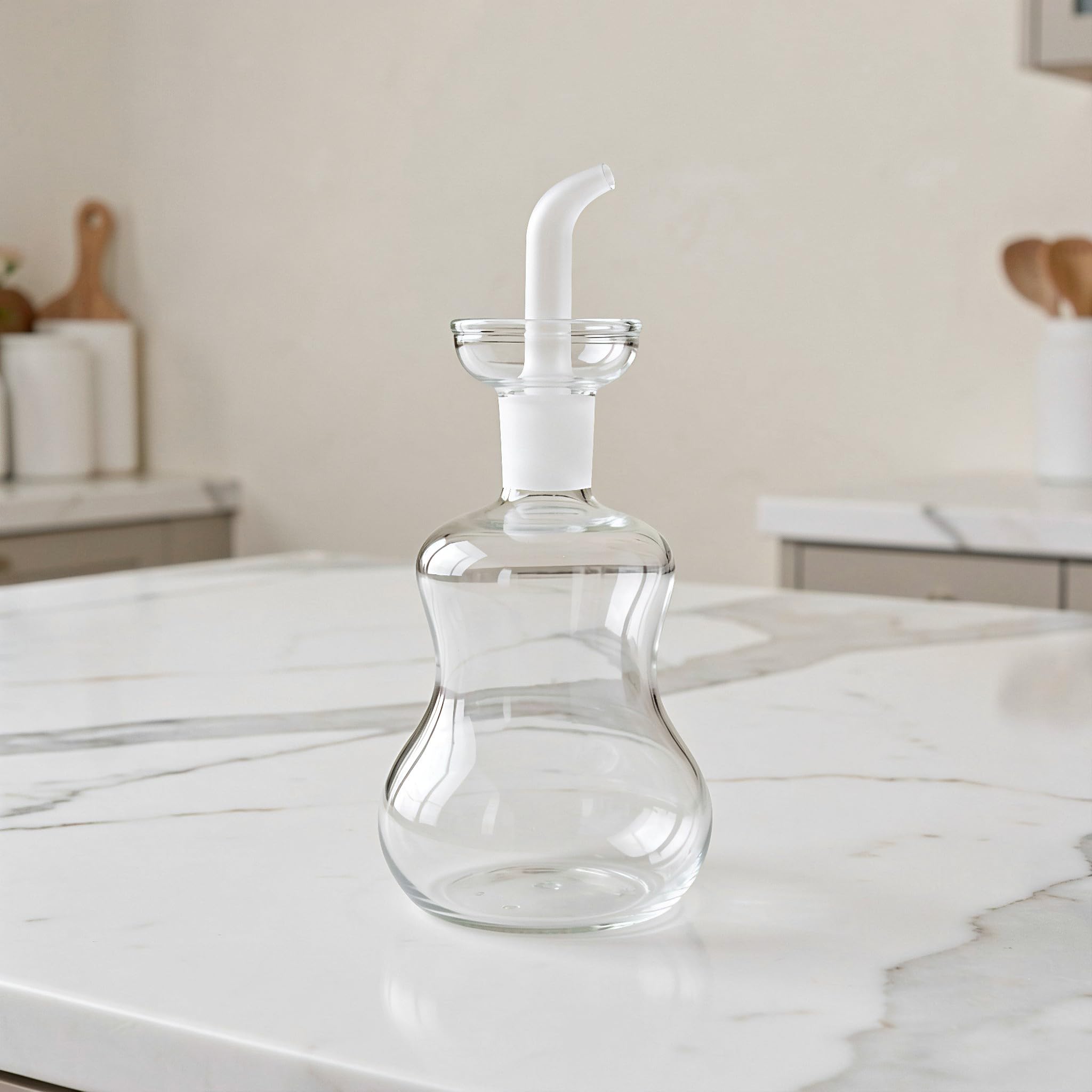 Zerodeko Botella de vidrio para aceite de oliva con dosificador, jarra para | Dispensador de vinagre doméstico para ensaladas y salsas, aceitera para salsa de soja, botella compacta para aderezos de