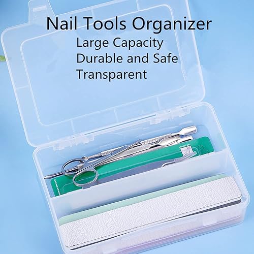 Miniatura 2 de Organizador de herramientas de arte de uñas de plástico, estuche de contenedores de cepillos de uñas, soporte de herramientas de manicura, doble