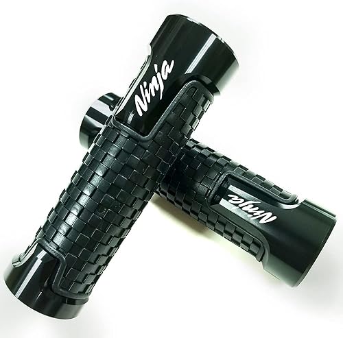 Barra de mango de aluminio con aspecto de carbono de 0.866 in grabada, agarre de gel de goma, extremo de barra CNC de 7/8 pulgadas, compatible con