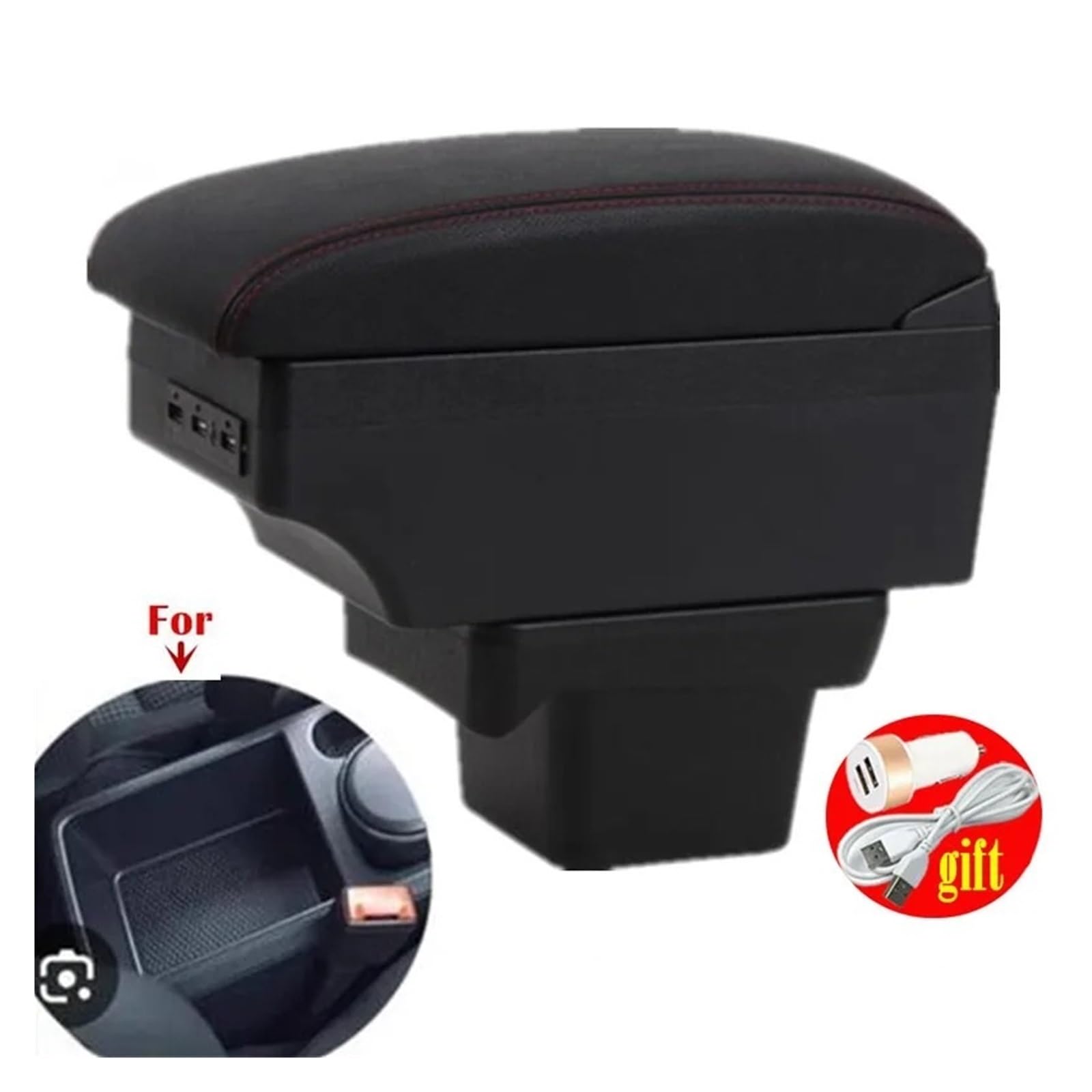 Armlehne Mittelkonsole Für VW Caddy 5 2024 Mittelarmlehnenbox Mit USB-Anschluss Nachrüstzubehör Armlehnes Auto(A white line No USB)