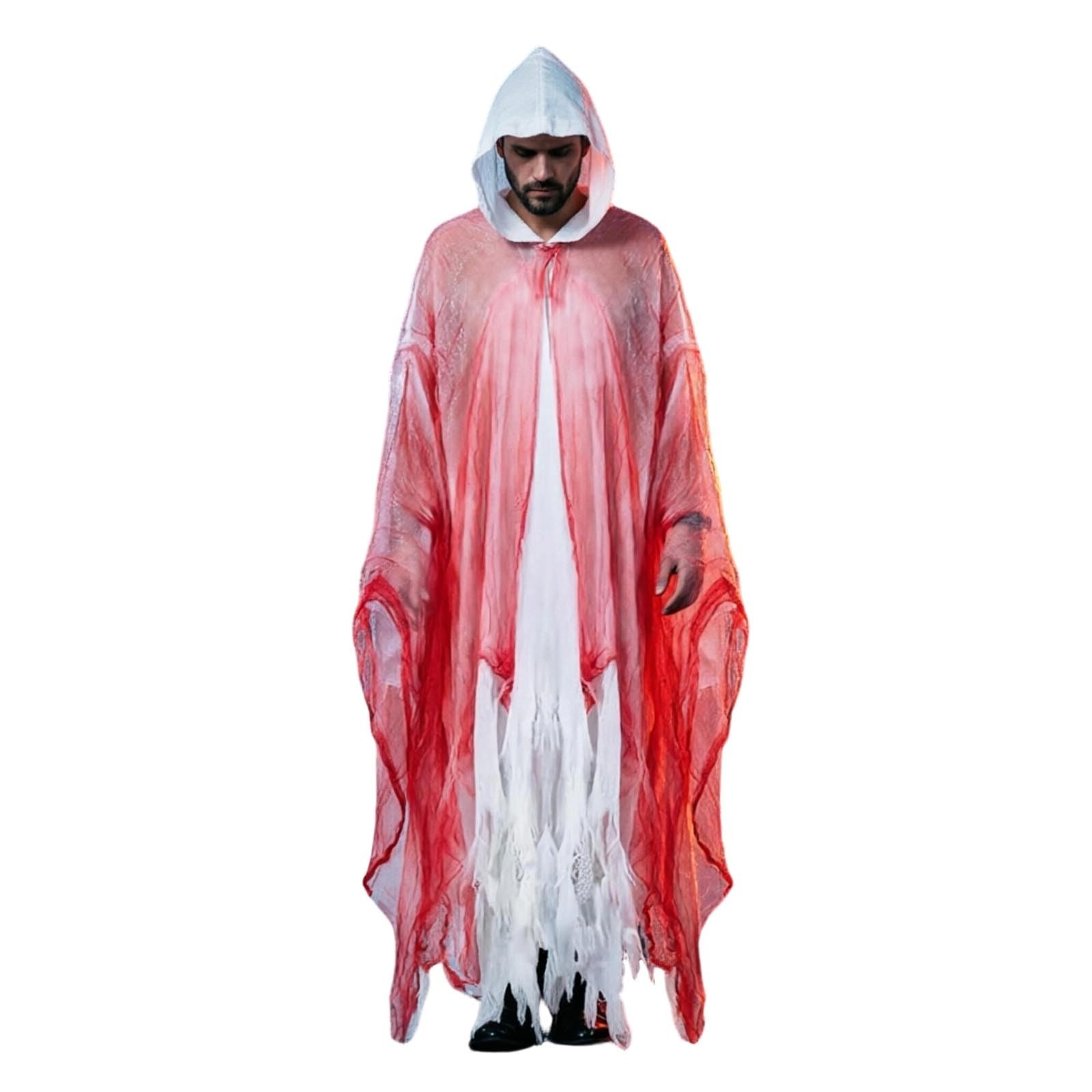 Grim Reaper Hooded Cloak Halloween Costumes for Women Men Unisex Adult