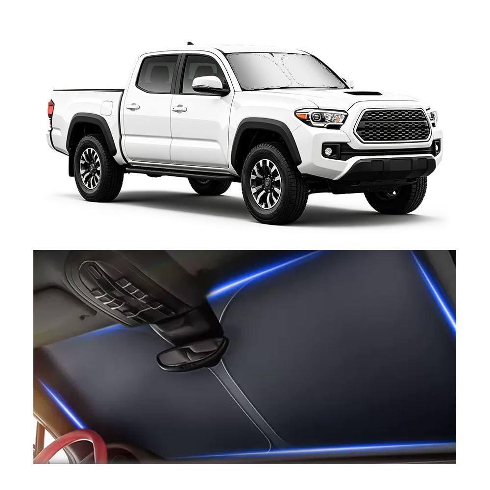 Car Windshield Sun Shade Foldable,2026 Upgraded Car Shade Front Windshield Compatible with Toyota 2016-2026 Tacoma,Sunshade for Cars Windshields with Storage Bag for Toyota Tacoma 2016-2026