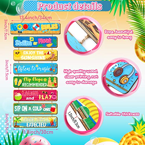 Set 8 Piezas Señales de Reglas para Piscina de Madera miniatura 3