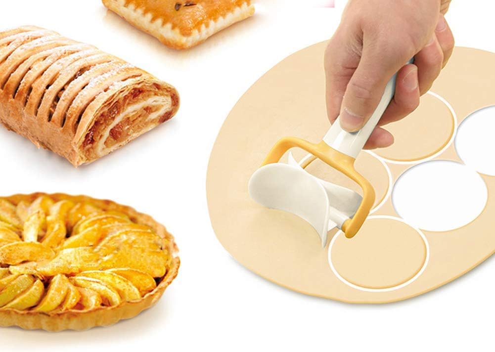 Pastry Rolling Cutter, Rolling Cookie Cutter Dough Cutter Roller Cake Decorating Tools Dough Cookie Roller Cutter for Fondant Cake Cookies Biscuits (3 Piece Set)