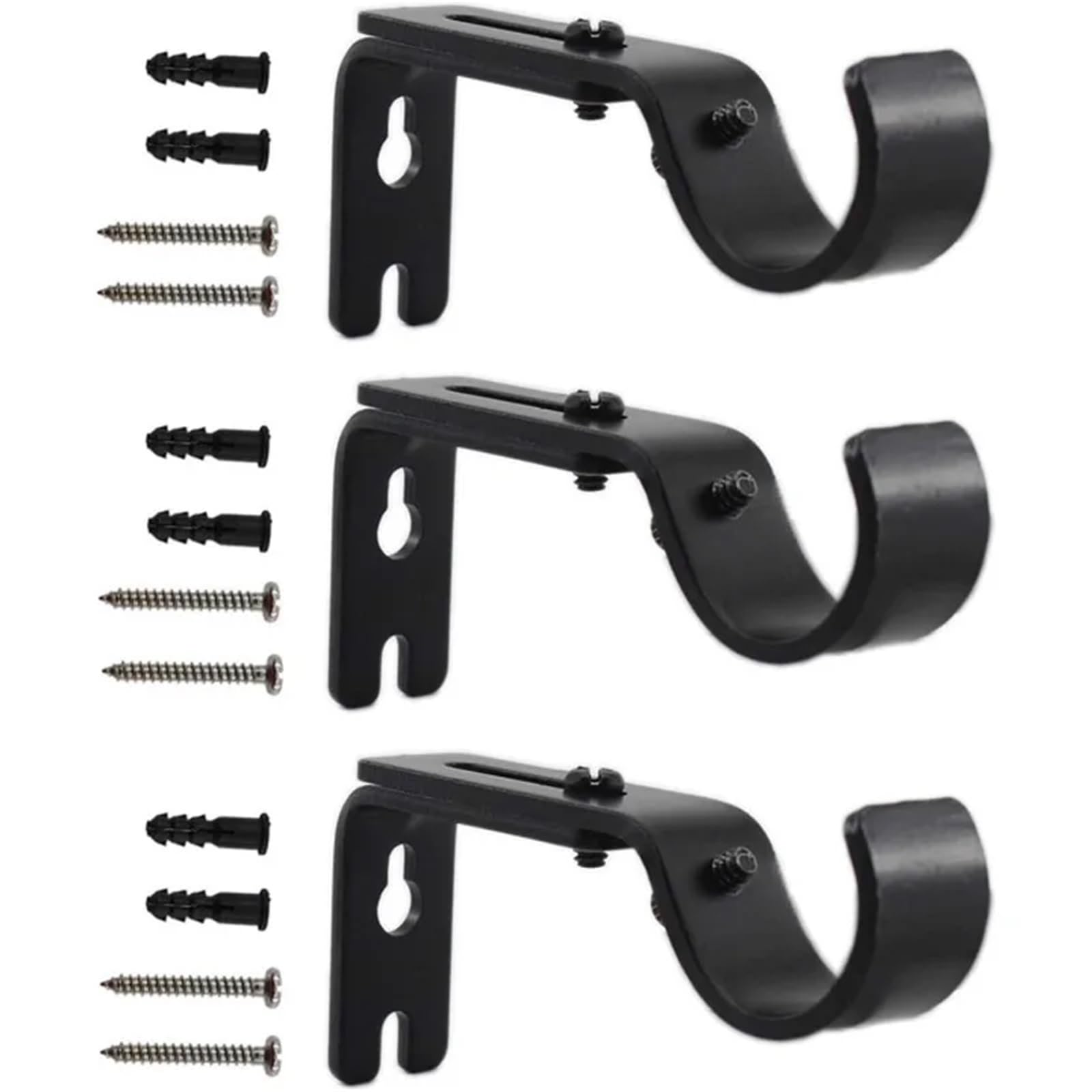 RUWLFE 4 Pcs Adjustable Curtain Rod Brackets Heavy Duty Drapery Holders Hardware Window Support Hanger for Poles, Wall Rod