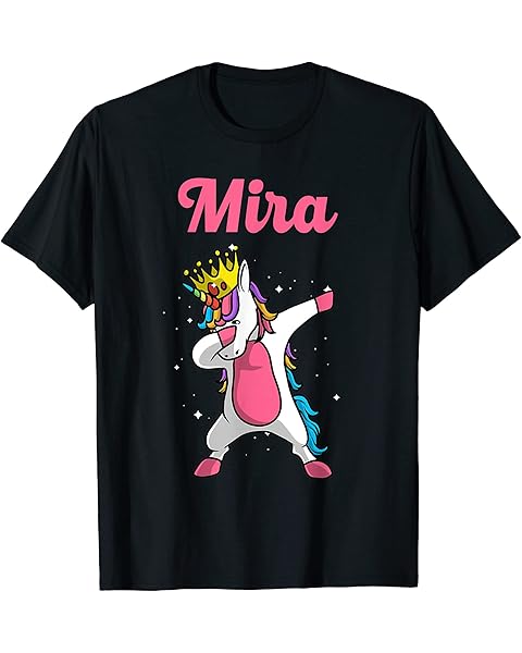 MIRA Name Personalized Birthday Dabbing Unicorn Queen T-Shirt