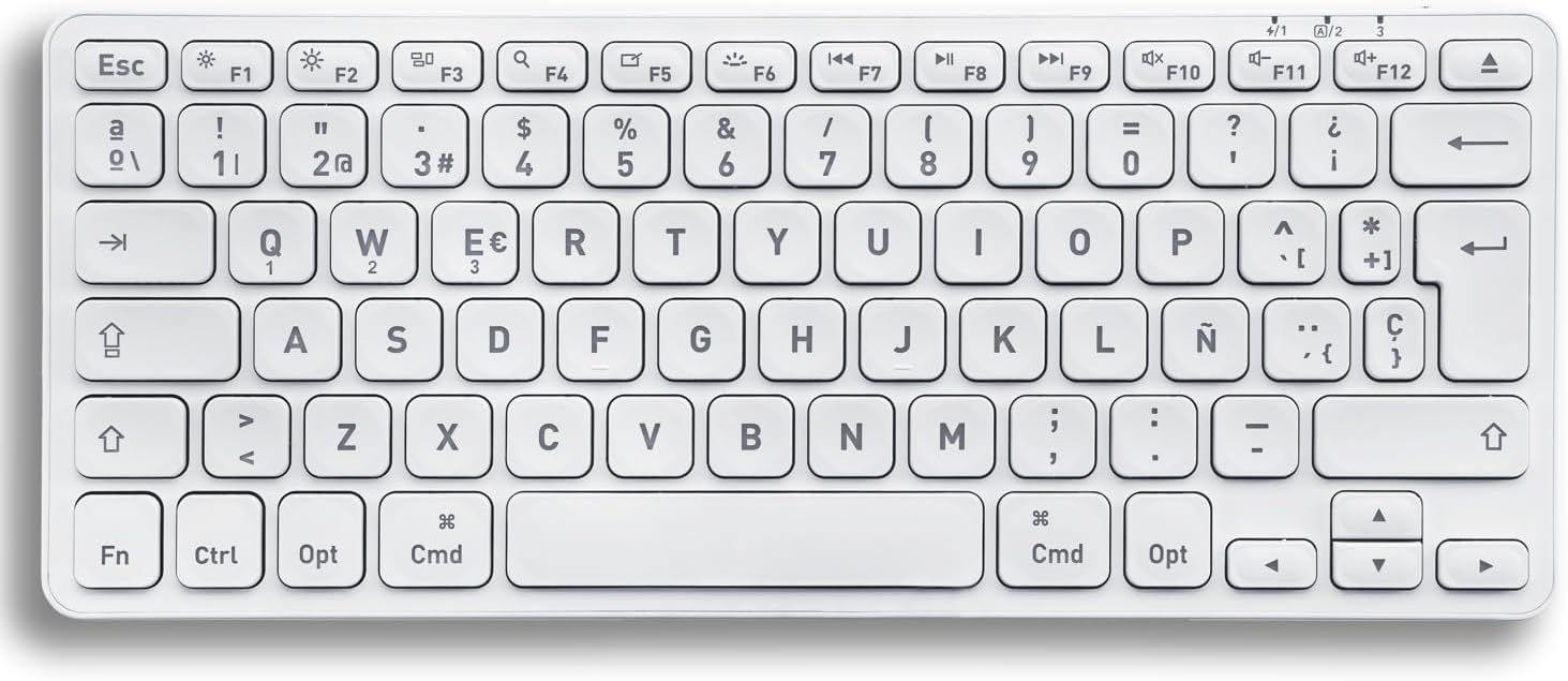 Perixx PERIBOARD-832MW Teclado Bluetooth para Mac - inalámbrico retroiluminado - LED Blanco - Disposición Española con Ñ
