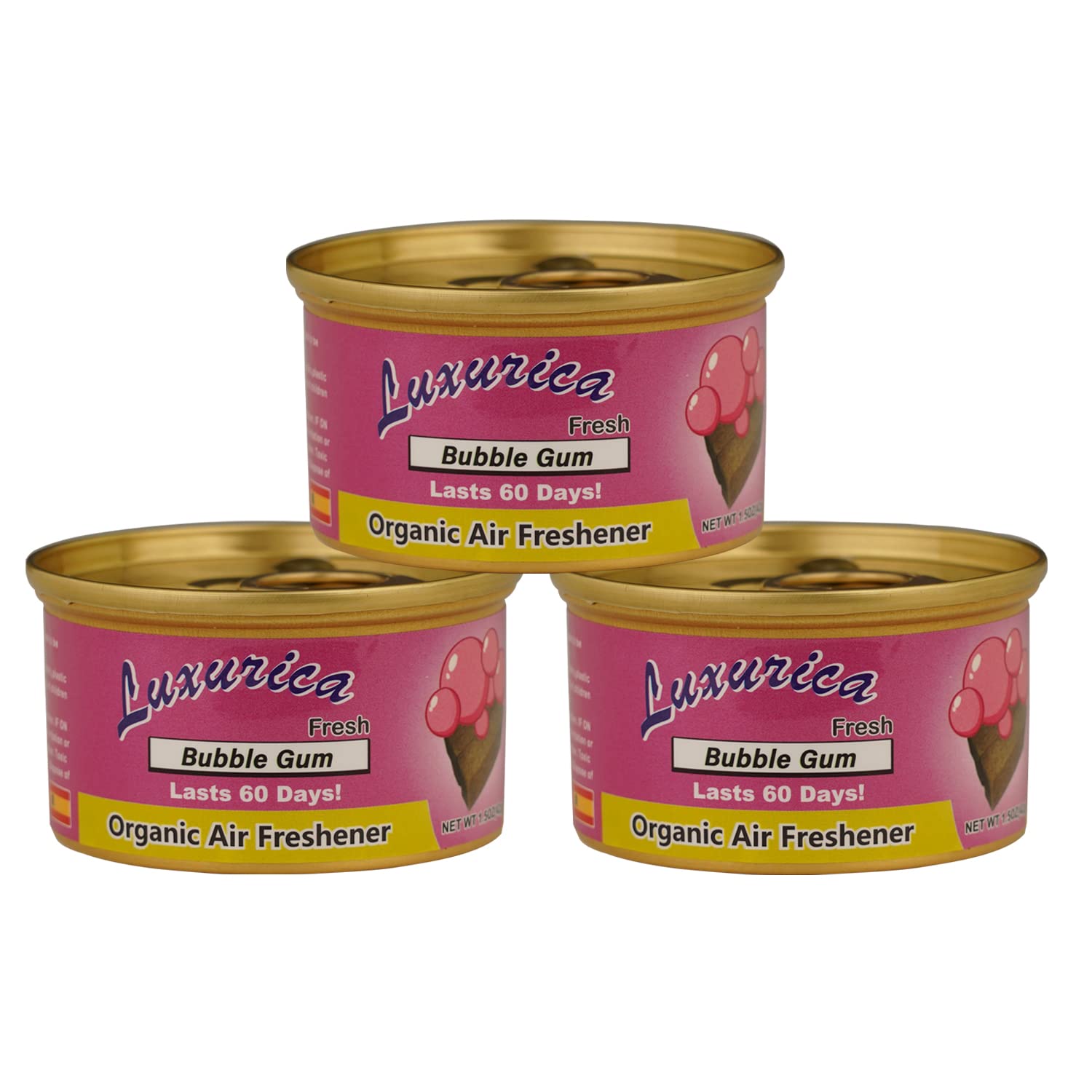 ATCAOrganic Air Freshener, Spillproof Cans for Home and Car, Multi Flavors Long Lasting Freshness, Net Weight 1.5OZ (42g) (Bubble gum, Pack of 3)