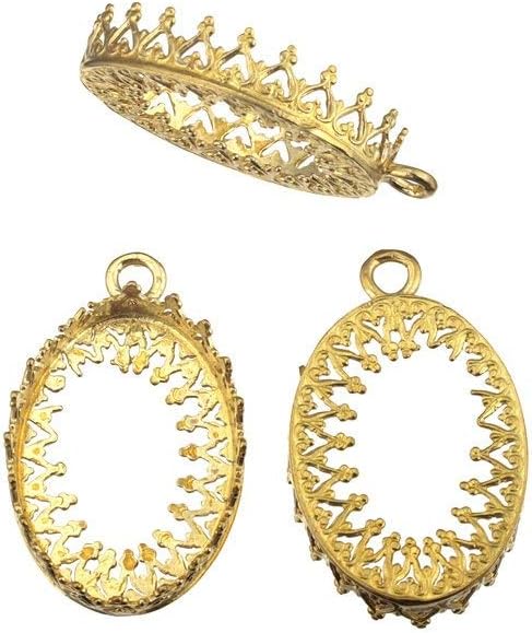 Rashbel Bezel Blank Base Setting 10 Pack DIY Unique Oval Bezel Cup Open Frame Cap Settings Brass 15x20 Mm Findings Pendant Earring Ring 318