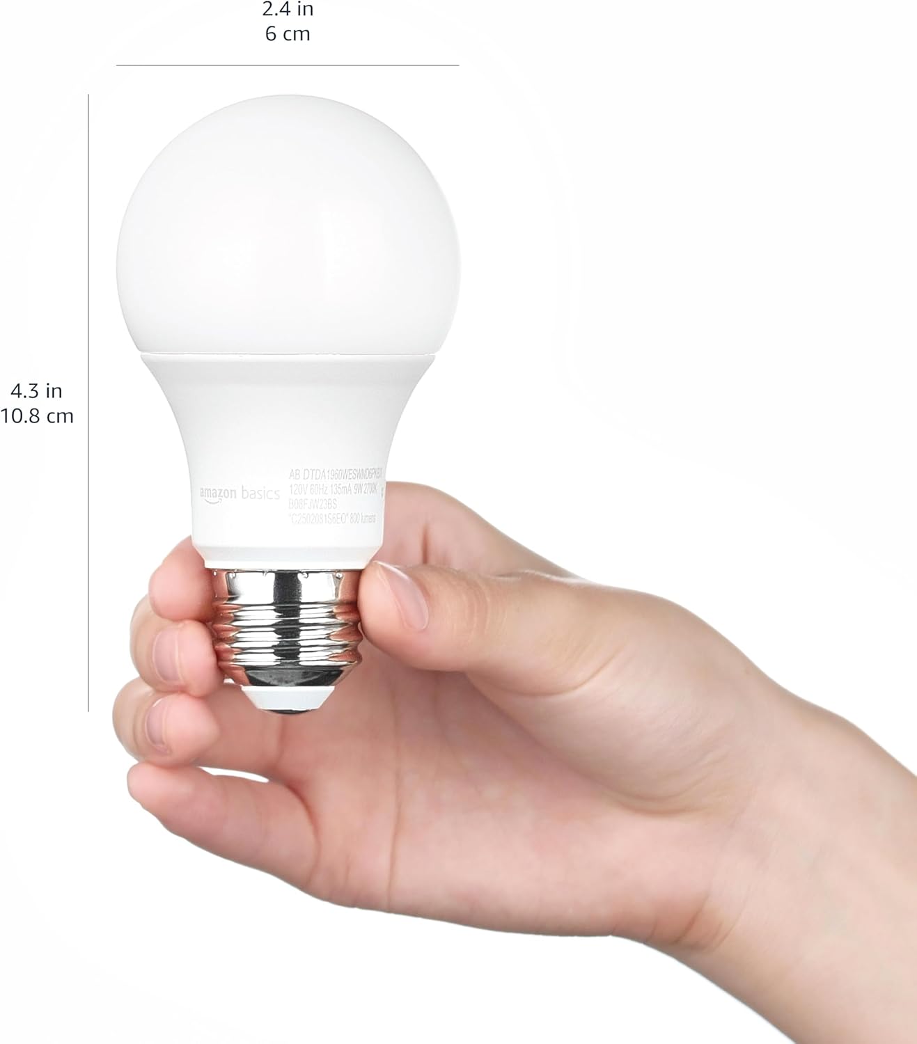 Amazon Basics A19 Dusk to Dawn Sensor LED Outdoor Light Bulb, 60W Equivalent, Energy-Efficient 9W, Soft White 2700K, E26 Base, 10,000 Hours, 6-Count
