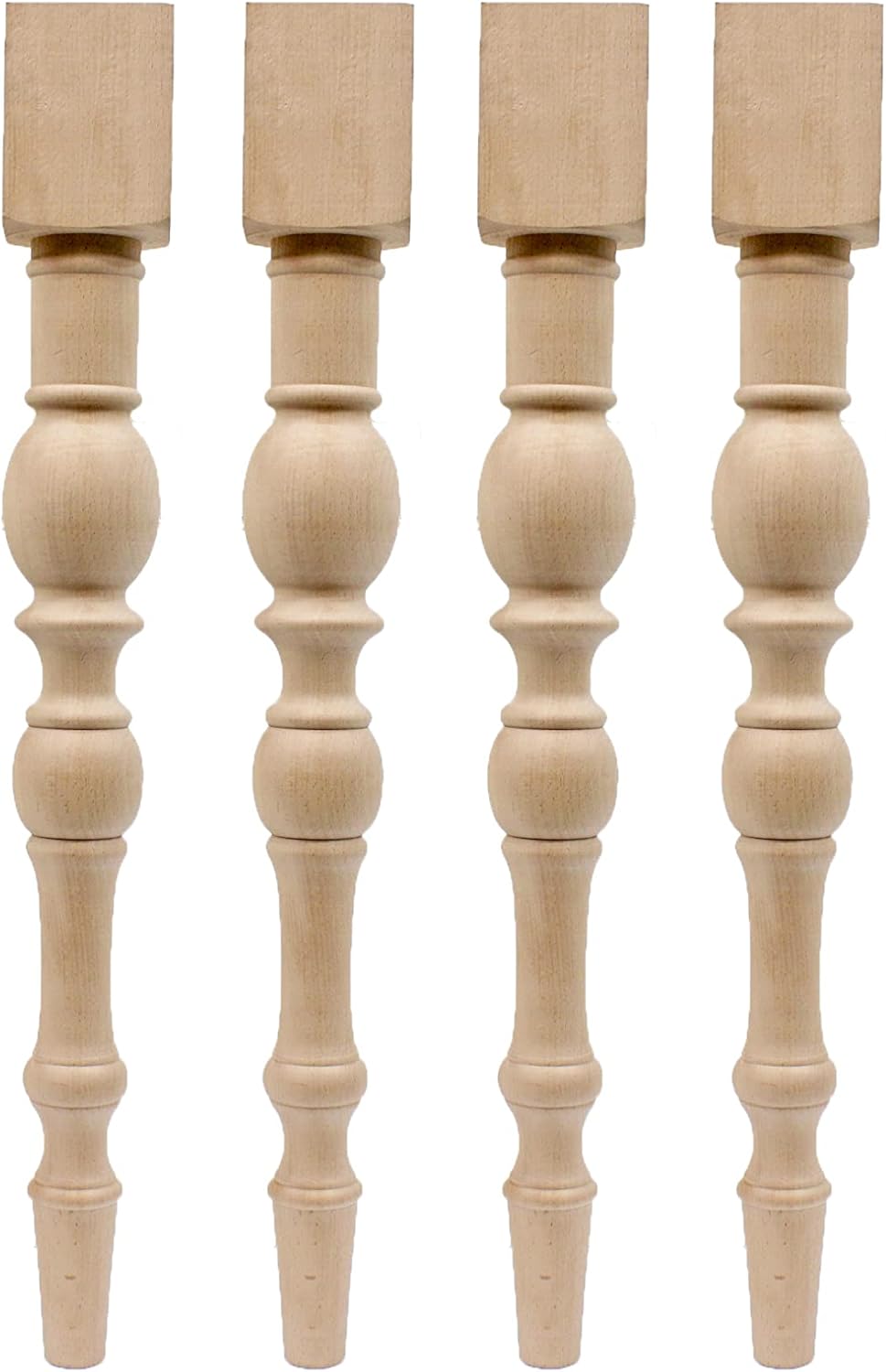 29 inch Unfinished Wood Table Legs, Set of 4 Turned Table