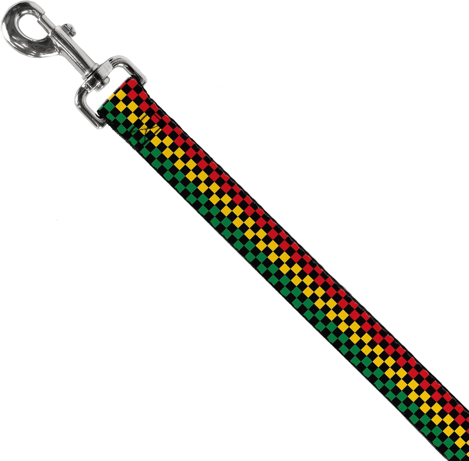 Dog Leash Checker Black Rasta 6 Feet Long 1.0 Inch Wide