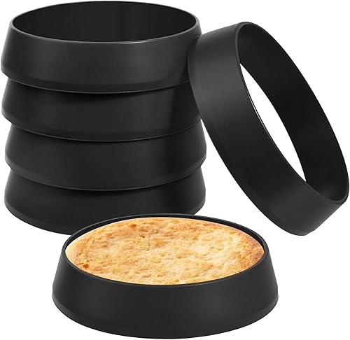 Miniatura 8 de KOLUTI Paquete de 6 anillos de silicona antiadherentes de 3.15 pulgadas para magdalenas inglesas, molde redondo duradero para freír huevos