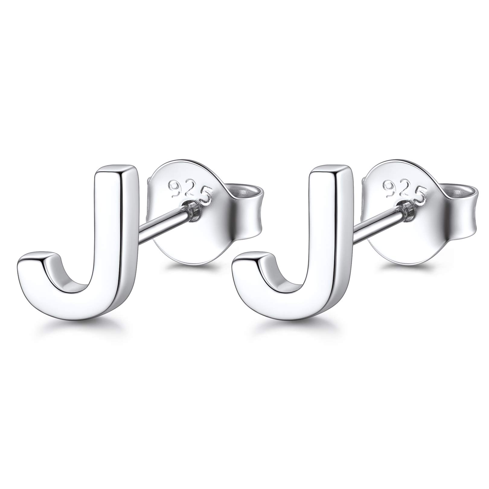 FOCALOOKInitial Stud Earrings 925 Sterling Silver Alphabet Letter Earrings for Women Girls with Gift Box