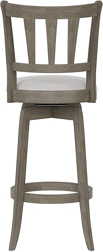 Miniatura 71 de Hillsdale Presque Isle Taburete giratorio de madera con asiento de piel sintética, altura de barra, color negro Negro -,gris (Aged