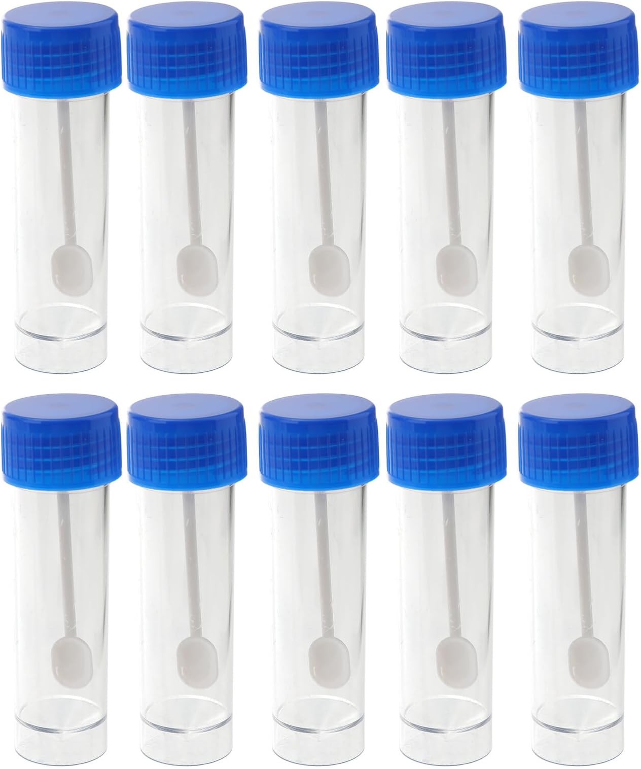 Totority Stool Containers Sample 10 Pcs 25-30ml Plastic Vials Sample Containers with Caps Plastic Test Tubes for Medical Laboratory Storage and Testing