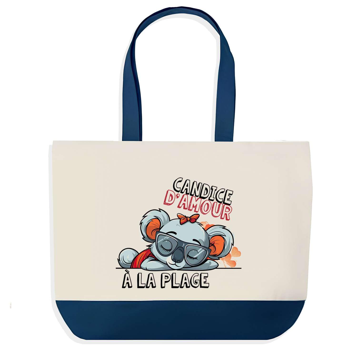 Grand sac de course Candice bleu motif koala de plage
